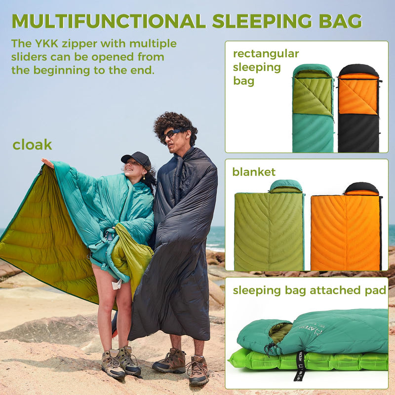 Load image into Gallery viewer, ATEPA Ultralight Coldmaster Down Sleeping Bag Rectangular Sleeping Bag