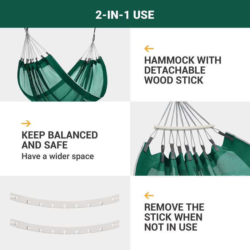 Cargue la imagen en el visor de la galería, KingCamp POCAHONTAS Hammock Versatile Double Hammock with Dismantling Wooden Sticks