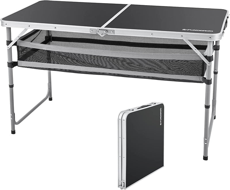 Laden Sie das Bild in Galerie -Viewer, FUNDANGO Mdf 12060 Folding Table with Storage Cabinet