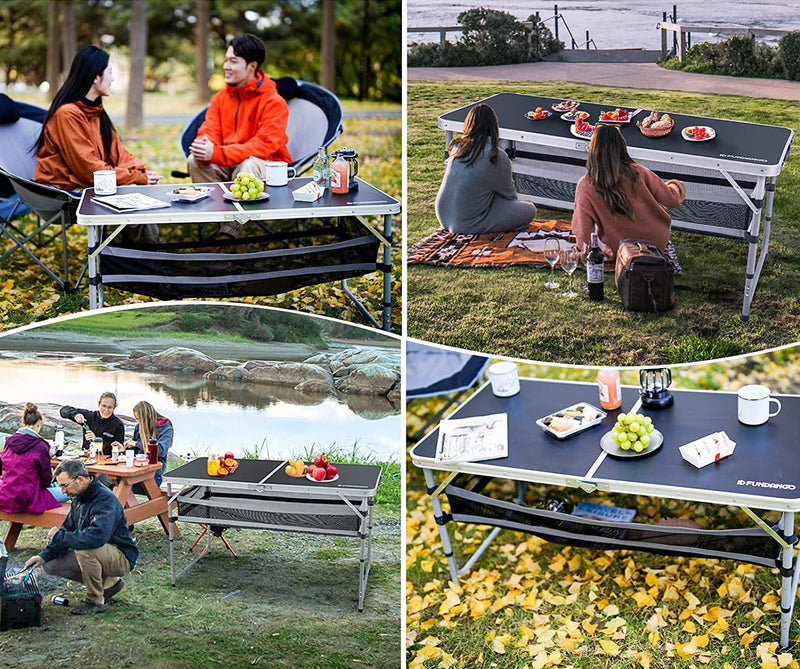 Laden Sie das Bild in Galerie -Viewer, FUNDANGO Mdf 12060 Folding Table with Storage Cabinet