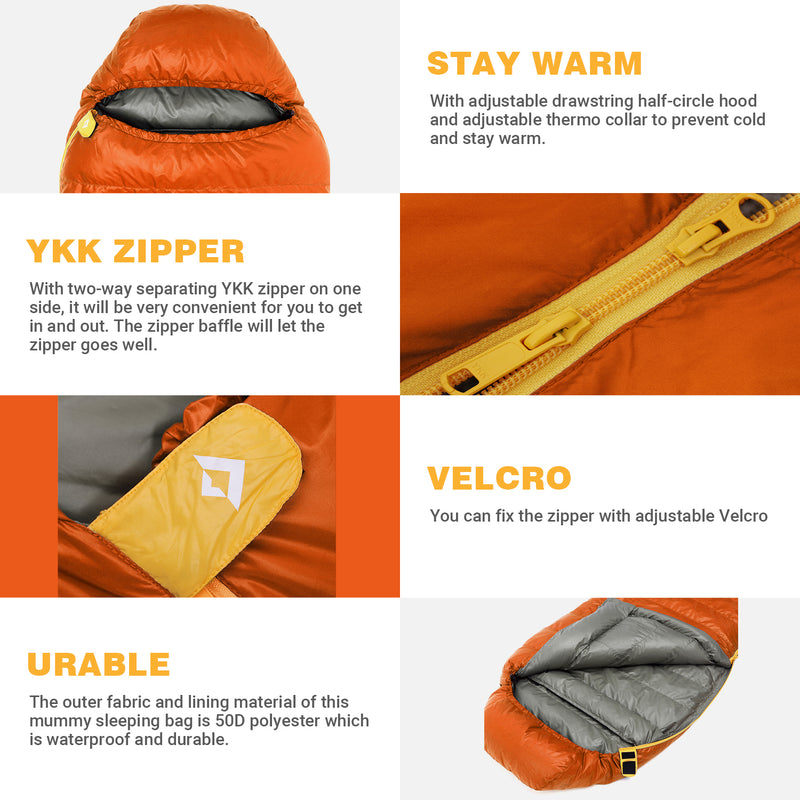 Load image into Gallery viewer, KingCamp FAVOURER 425 Hooded Rectangular Sleeping Bag