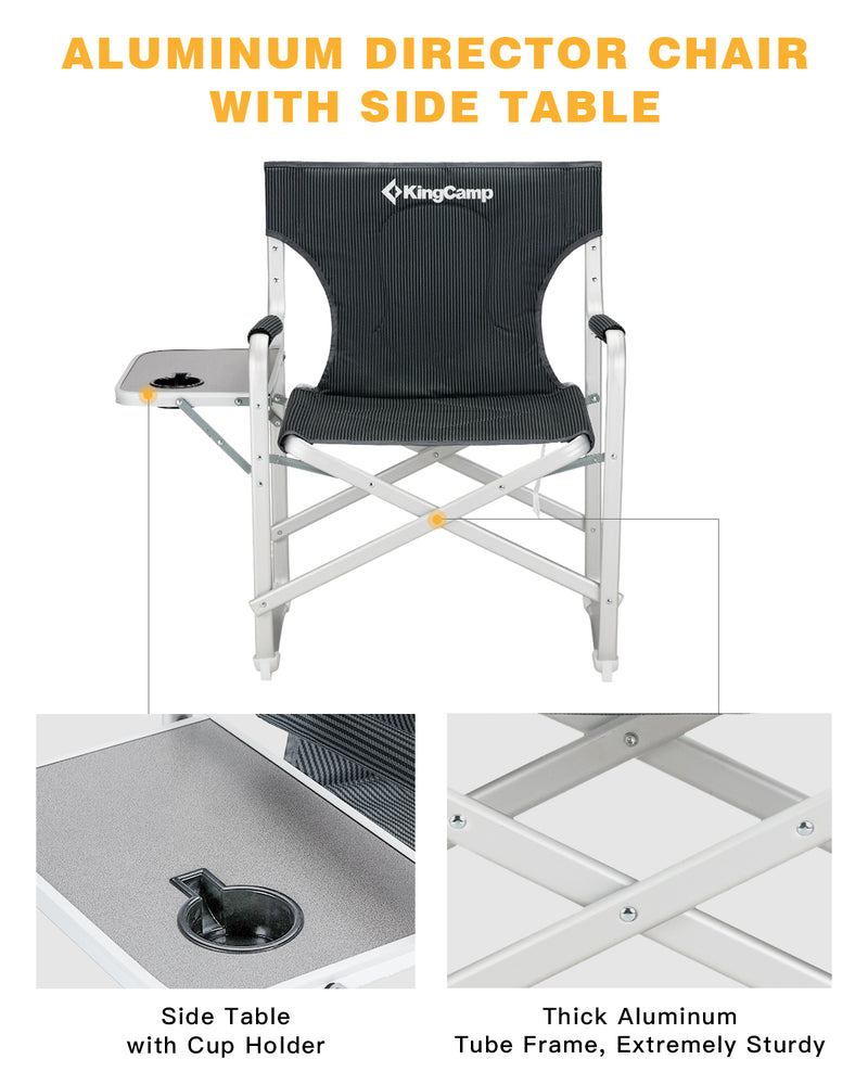 Laden Sie das Bild in Galerie -Viewer, KingCamp Foldable Director's Chair with Padded Armrest and Back