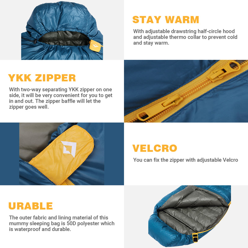 Load image into Gallery viewer, KingCamp FAVOURER 425 Hooded Rectangular Sleeping Bag