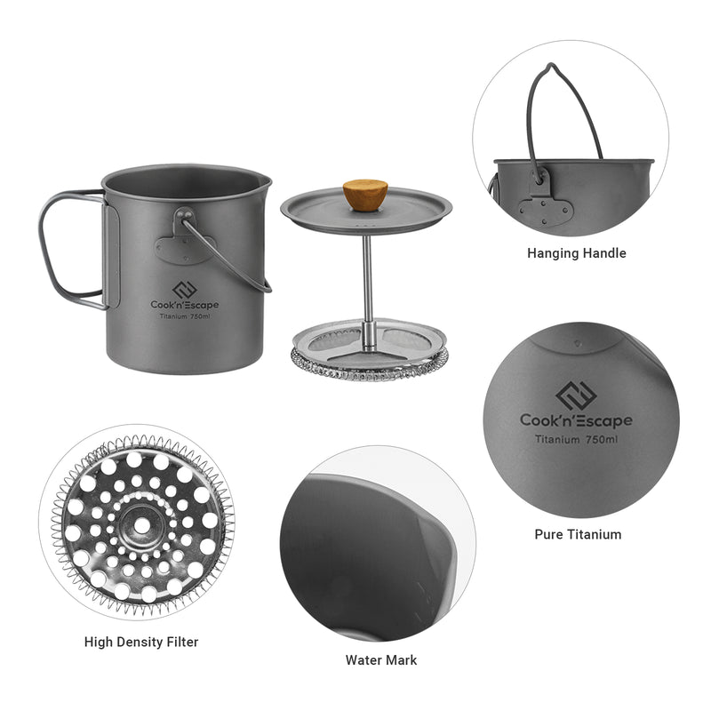 Load image into Gallery viewer, Cook'n'Escape 750ml Titanium Coffee Cup