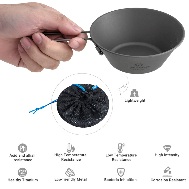 Load image into Gallery viewer, Cook'n'Escape 300ml Titanium Sierra Cup with Folding Handle