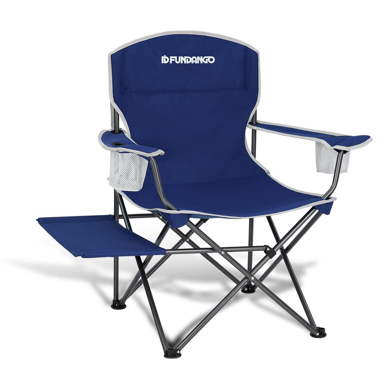 Laden Sie das Bild in Galerie -Viewer, FUNDANGO Arm Chiar Plus Spacious Armchair Folding Camping Chair with Side Table