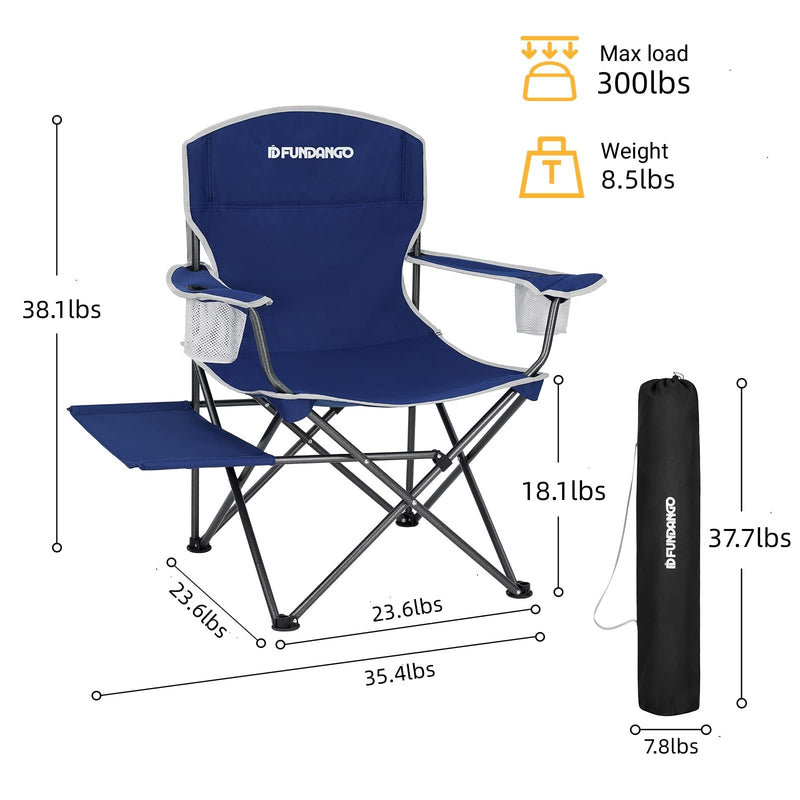 Laden Sie das Bild in Galerie -Viewer, FUNDANGO Arm Chiar Plus Spacious Armchair Folding Camping Chair Strong and Stable