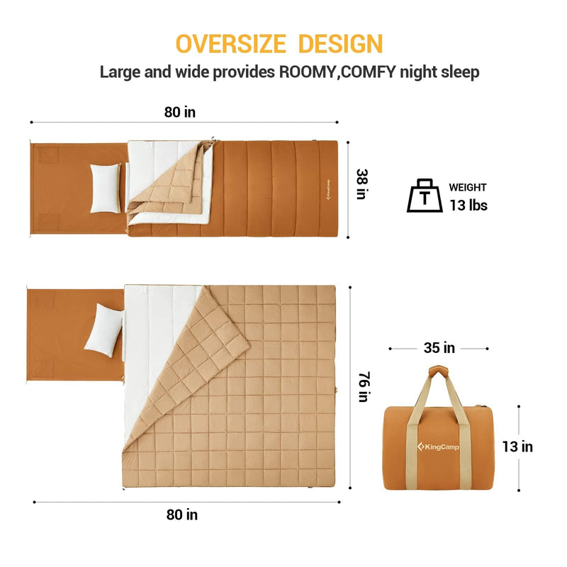 Load image into Gallery viewer, KingCamp GRASSY 600 3 in 1 Sleeping Bag