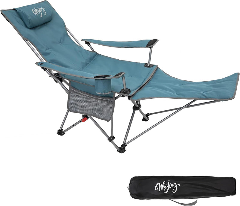 Load image into Gallery viewer, WEJOY Padded Reclining Camping Chair 3-Adjustable Positions with Detachable Footrest