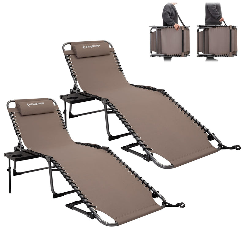 Load image into Gallery viewer, KingCamp Folding Chaise Lounge Chair with Pillow & Side Table