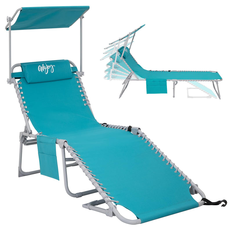 Load image into Gallery viewer, WEJOY Classic Portable Lounge Chair with Canopy Sun Shade