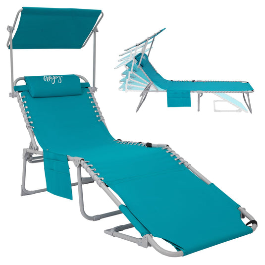 WEJOY Outdoor Patio Chaise Lounge Beach Chair – 5-Position Adjustable Recliner Cyan