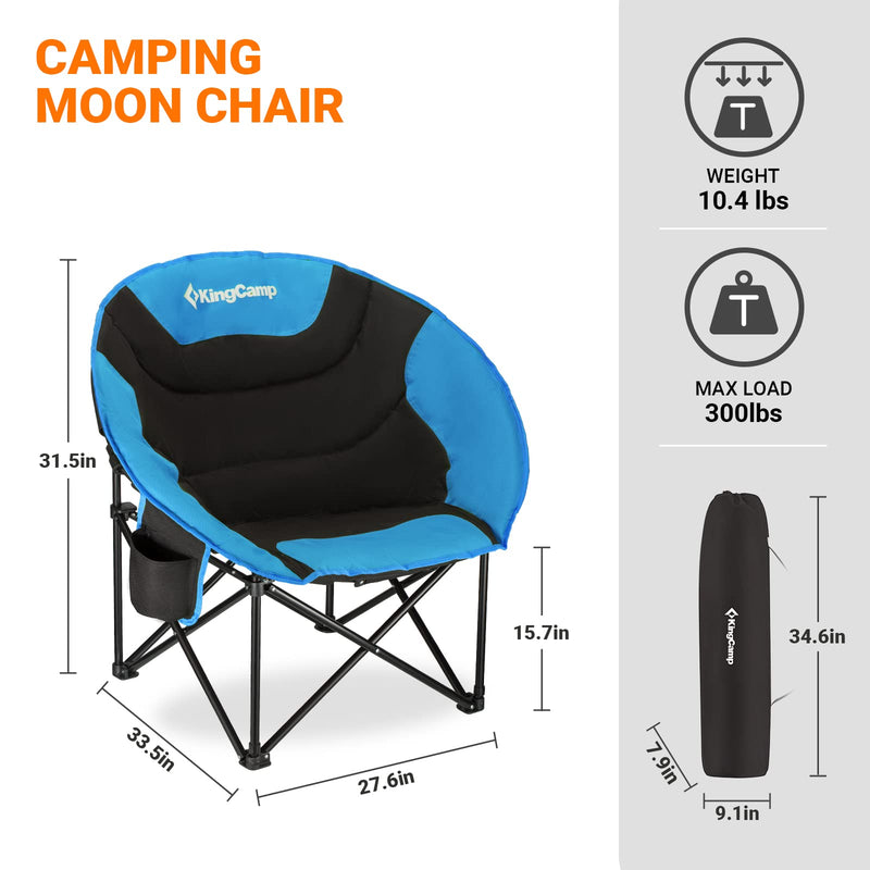 Load image into Gallery viewer, KingCamp Moon Camping Chair Oversized Padded Round Saucer Chairs with Cup Holder