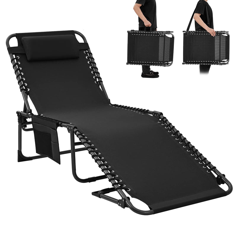 Cargue la imagen en el visor de la galería, Sillón reclinable portátil KingCamp de 5 posiciones para camping, resistente y con almohada