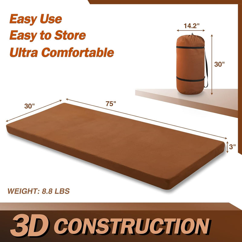 Load image into Gallery viewer, Memory Foam Camping Mattress Camping Sleeping Pad with Removable Cover