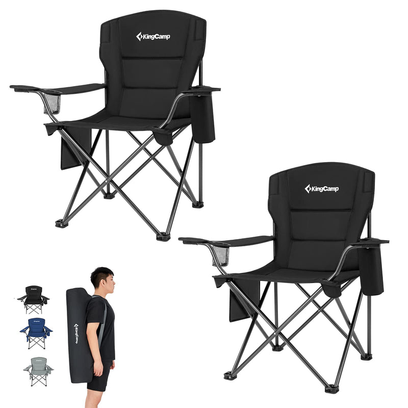 Load image into Gallery viewer, KingCamp Padded Outdoor Folding Quilted Armchair with Built In Cupholder