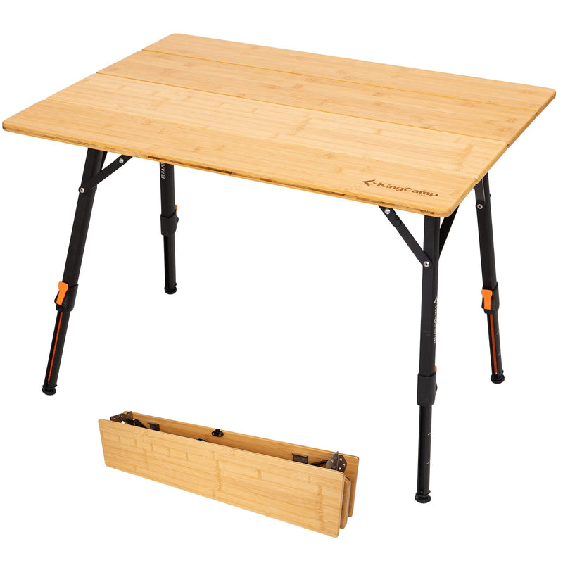 Load image into Gallery viewer, KingCamp All-Terrain Bamboo Camping Table with Adjustable Feet for Stability on Uneven Surfaces