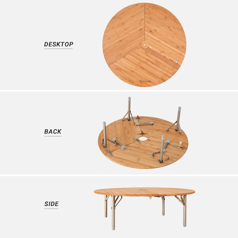 Load image into Gallery viewer, KingCamp 3-Folding Round Bamboo Table