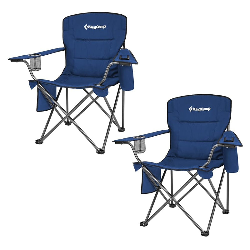 Load image into Gallery viewer, KingCamp Padded Outdoor Folding Quilted Armchair with Built In Cupholder