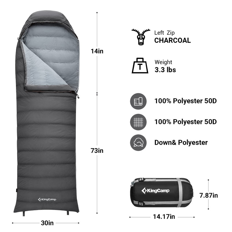 Load image into Gallery viewer, KingCamp Lightweight Down Sleeping Bag-Envelope With Hood