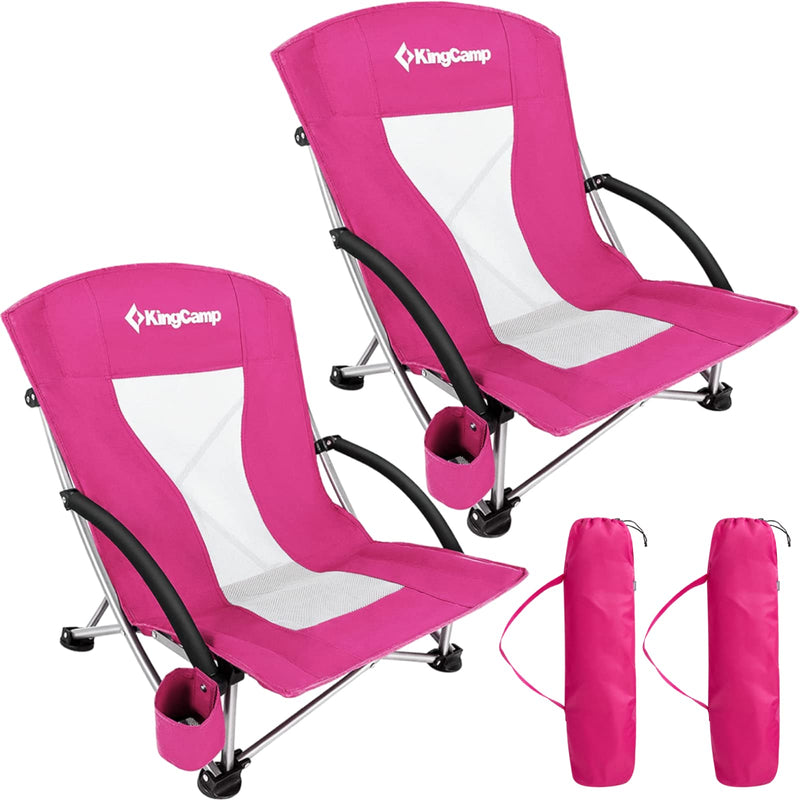 Cargue la imagen en el visor de la galería, KingCamp Low Back Lightweight Strong Stable Folding Beach Chair 2-piece Set