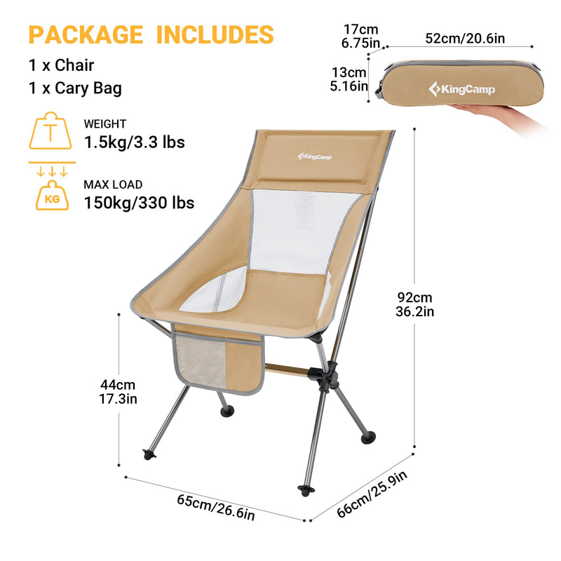 Load image into Gallery viewer, KingCamp Ultralight Highback Camping Chair