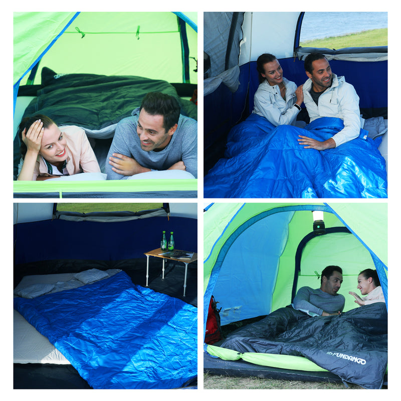 Load image into Gallery viewer, FUNDANGO 3-in-1 XL Queen Double Sleeping Bag with 2 Pillows