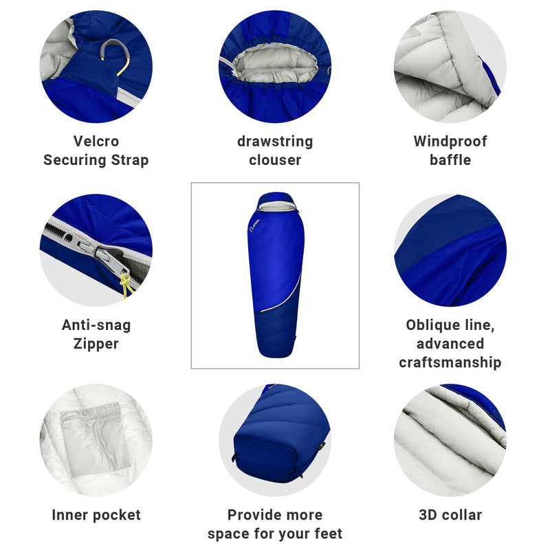 Load image into Gallery viewer, ATEPA DENALI 340L Down Sleeping Bag-Mummy with 3D Collar