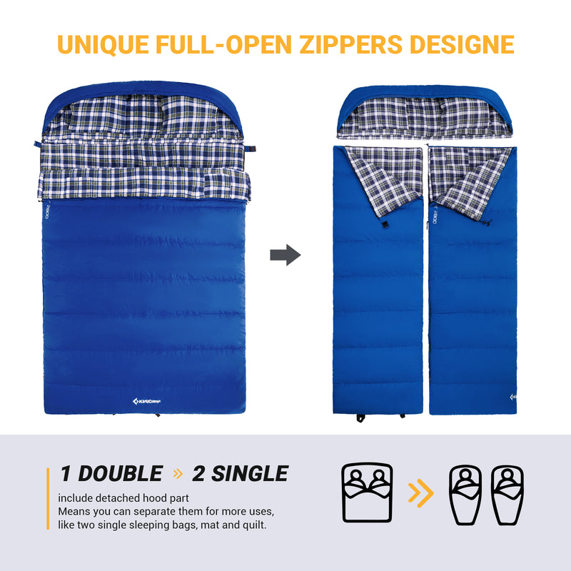 Load image into Gallery viewer, KingCamp COMFORT 280D Hooded Rectangular Sleeping Bag