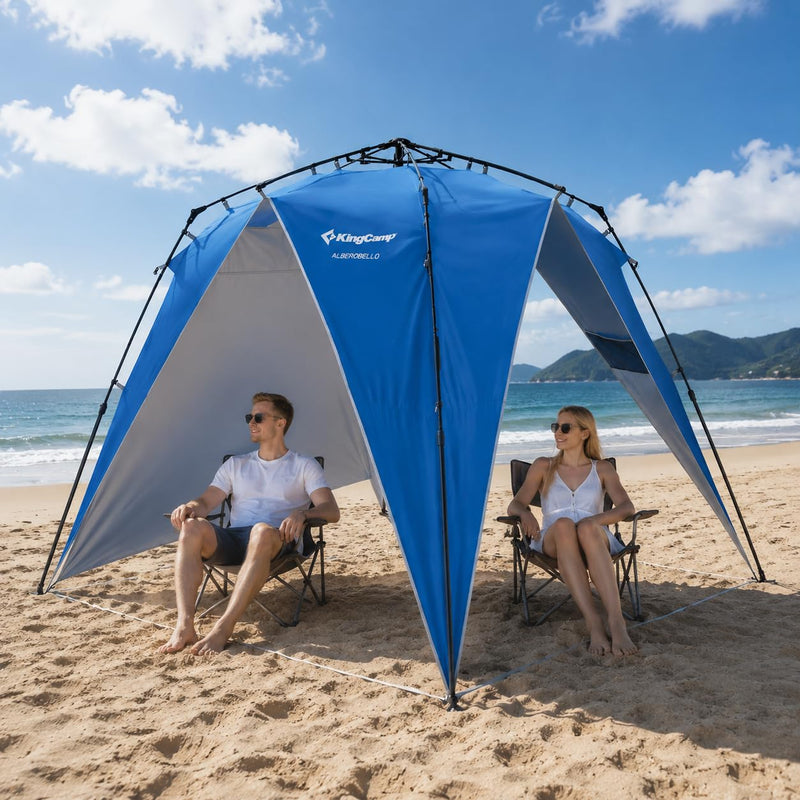 Load image into Gallery viewer, KingCamp Pop Up Canopy, Beach Tent for 6-8 Person 7.9' x 7.9' Outdoor Sun Shade with Detachable Sunshade for Camping, Beach, Garden & Backyard