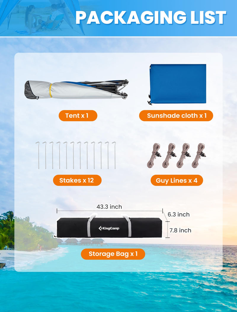 Load image into Gallery viewer, KingCamp Pop Up Canopy, Beach Tent for 6-8 Person 7.9' x 7.9' Outdoor Sun Shade with Detachable Sunshade for Camping, Beach, Garden & Backyard
