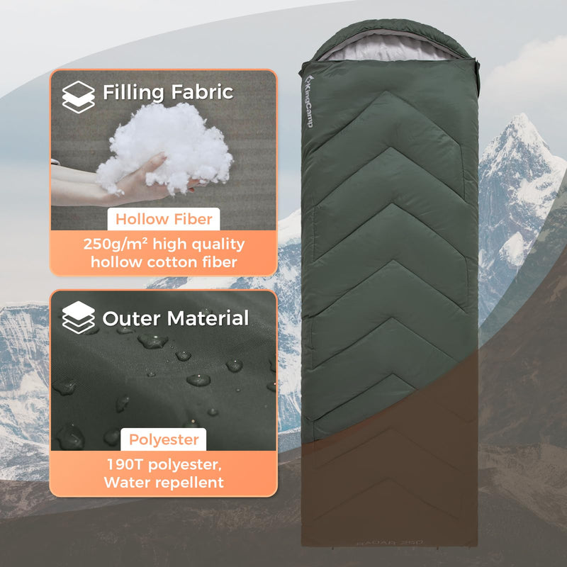 Cargue la imagen en el visor de la galería, KingCamp RADAR 250 Sleeping Bag-Envelope With Hood