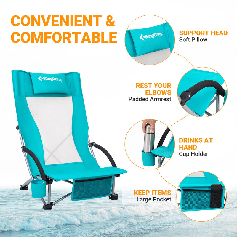 Cargue la imagen en el visor de la galería, KingCamp High Mesh Back Low Sling Beach Chairs