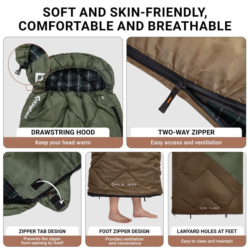 Load image into Gallery viewer, KingCamp GALE 300 Sleeping Bag-Envelope With Drawstring Hood