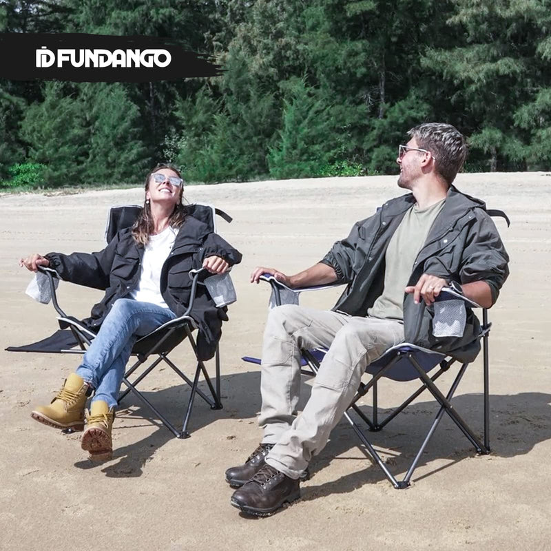 Laden Sie das Bild in Galerie -Viewer, FUNDANGO Arm Chiar Plus Spacious Armchair Folding Camping Chair Strong and Stable