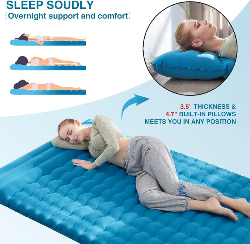Load image into Gallery viewer, Double Sleeping Pad With Built-In Pillow