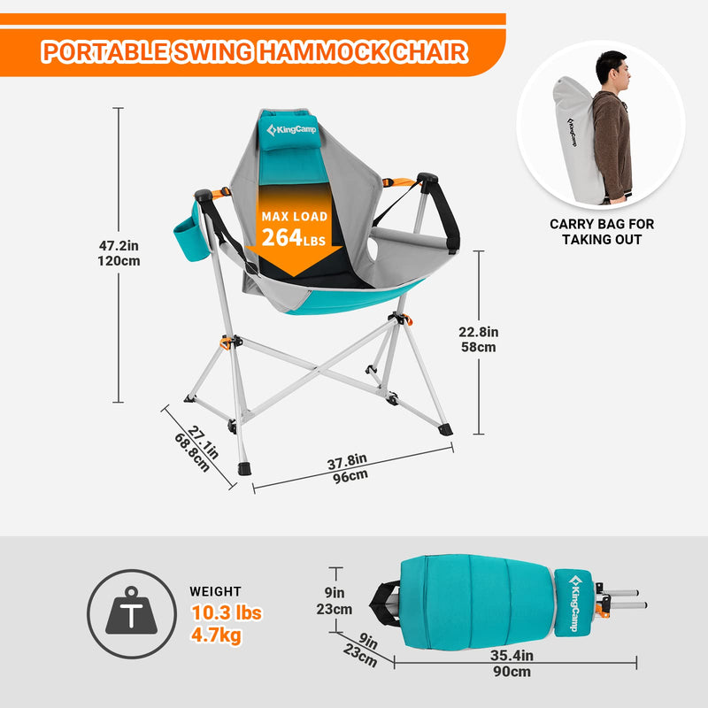 Load image into Gallery viewer, KingCamp Portable Swing Recliner Chair with Pillow