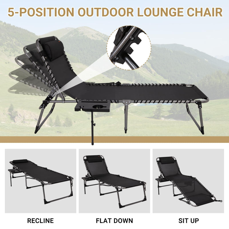 Load image into Gallery viewer, KingCamp Cool Lounge Chair Plus Textilene Lounge Chair with Side Table