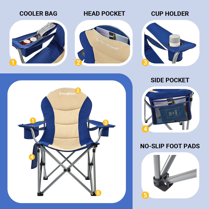 Load image into Gallery viewer, KingCamp Camping Armchair Heavy Duty Ergonomic Padded Arm Chair