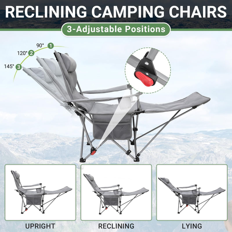 Load image into Gallery viewer, WEJOY Reclining Camping Chair 3-Adjustable Positions