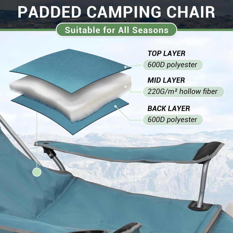 Load image into Gallery viewer, WEJOY Padded Reclining Camping Chair 3-Adjustable Positions with Detachable Footrest