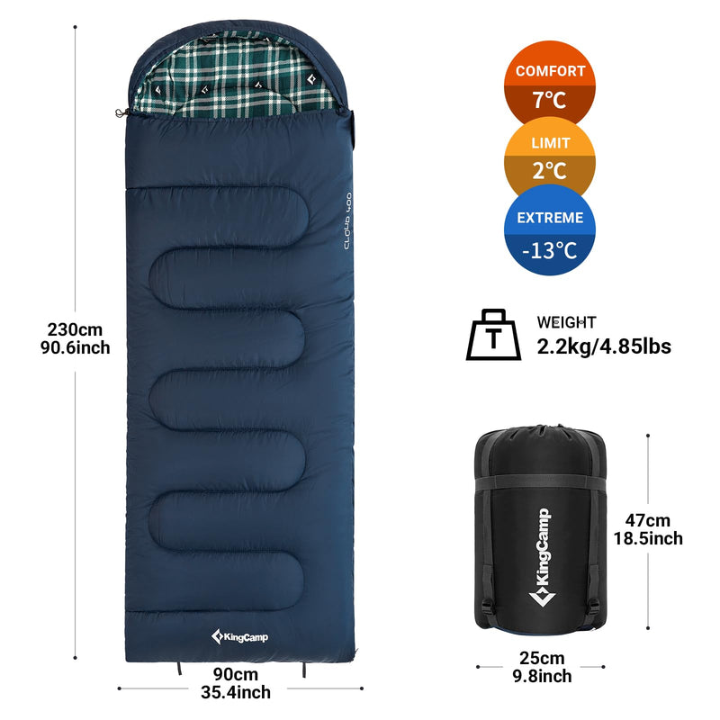 Load image into Gallery viewer, KingCamp CLOUDY 300 Flannel Lined Sleeping Bag