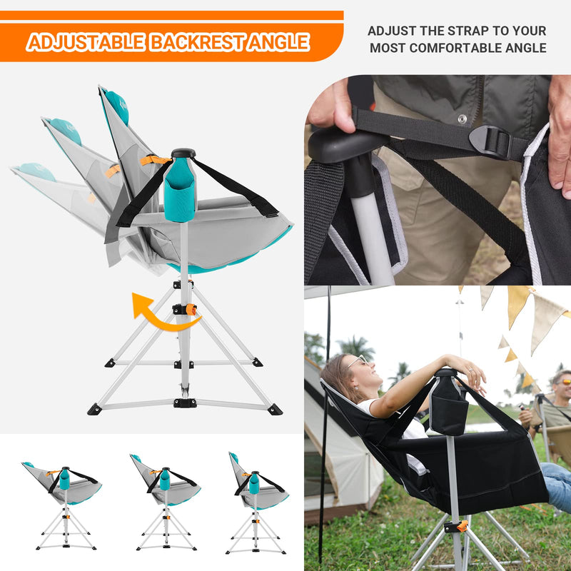 Load image into Gallery viewer, KingCamp Portable Swing Recliner Chair with Pillow