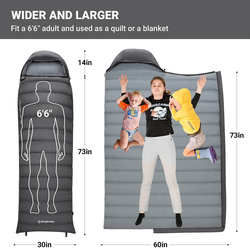 Load image into Gallery viewer, KingCamp Lightweight Down Sleeping Bag-Envelope With Hood