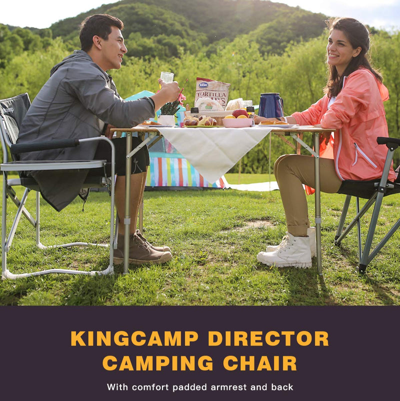 Laden Sie das Bild in Galerie -Viewer, KingCamp Foldable Director's Chair with Padded Armrest and Back