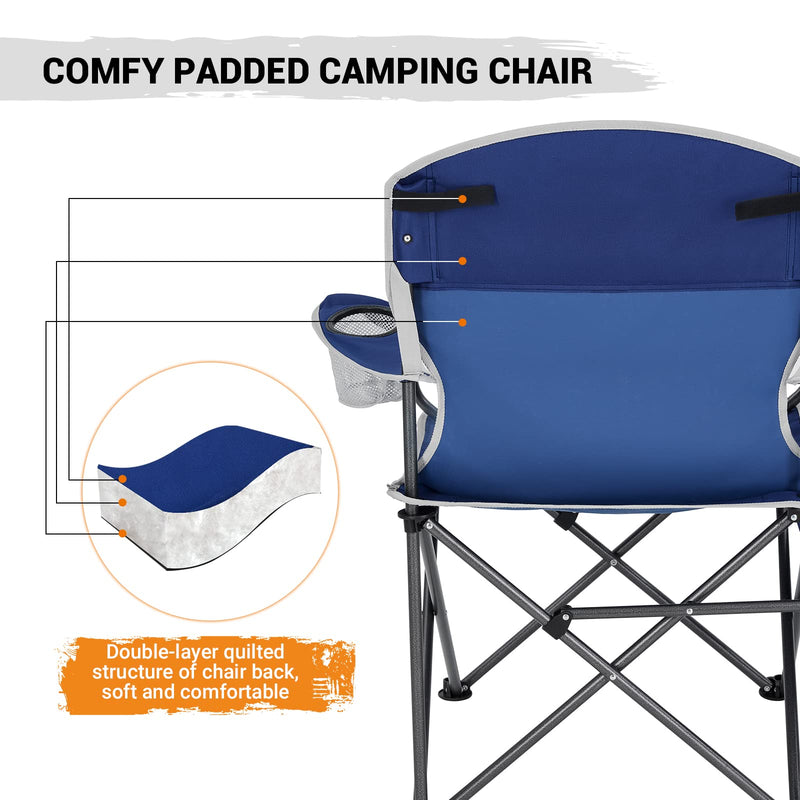 Laden Sie das Bild in Galerie -Viewer, FUNDANGO Arm Chiar Plus Spacious Armchair Folding Camping Chair with Side Table