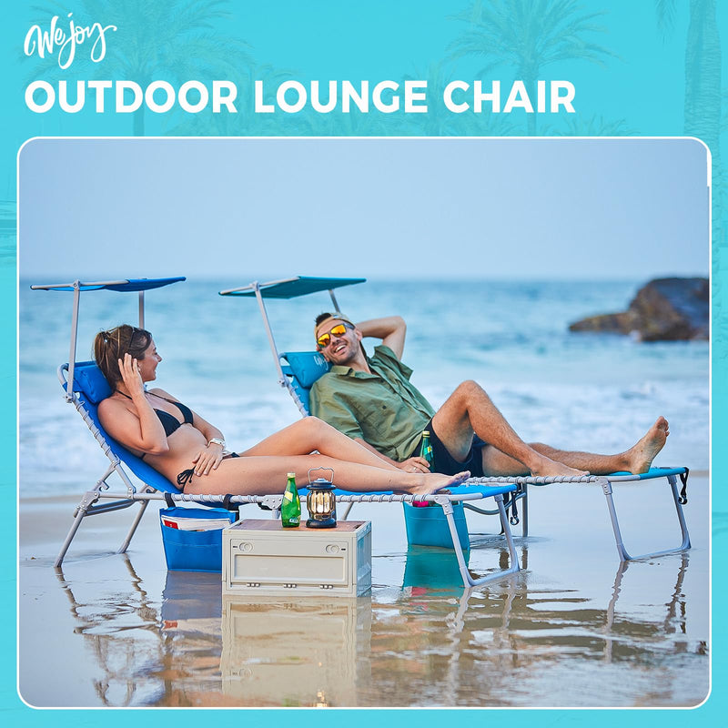 Load image into Gallery viewer, WEJOY Classic Portable Lounge Chair with Canopy Sun Shade