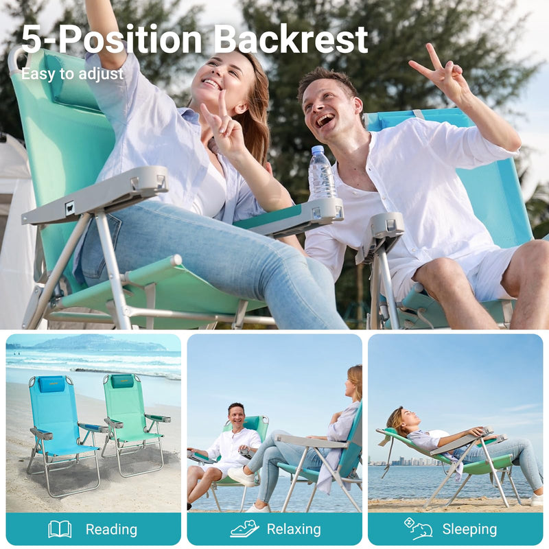 Load image into Gallery viewer, WEJOY 5-Position Backrest Adjustable Beach Chair Set of 2