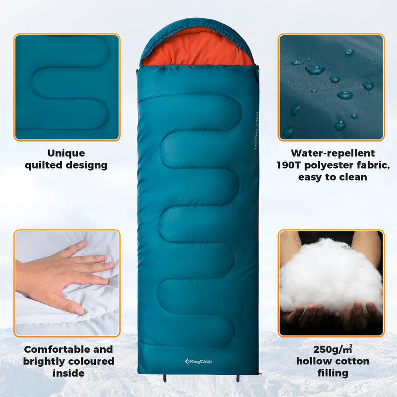 Load image into Gallery viewer, KingCamp TIGRIS 250 Sleeping Bag-Envelope With Hood