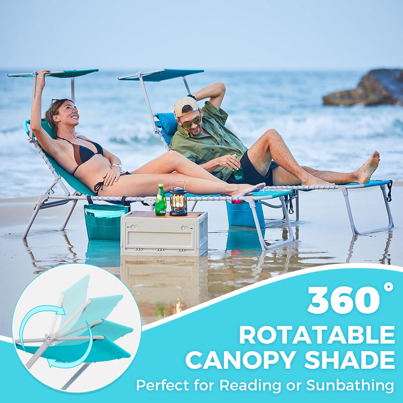 Load image into Gallery viewer, WEJOY Classic Portable Lounge Chair with Canopy Sun Shade
